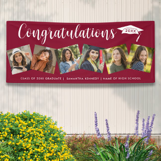 6 Photo Congrats Graduate 2026 Graduation Maroon Banner