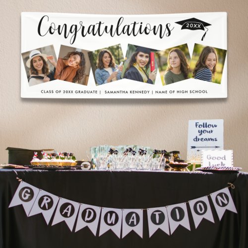 6 Photo Congrats Graduate 2026 Graduation White Banner