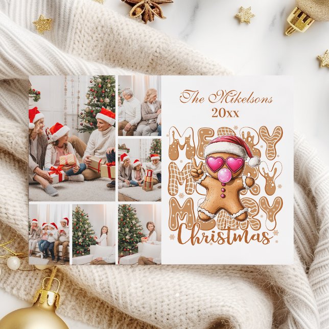 6 Photo Cute Gingerbread  Christmas  Holiday Card (Creator Uploaded)