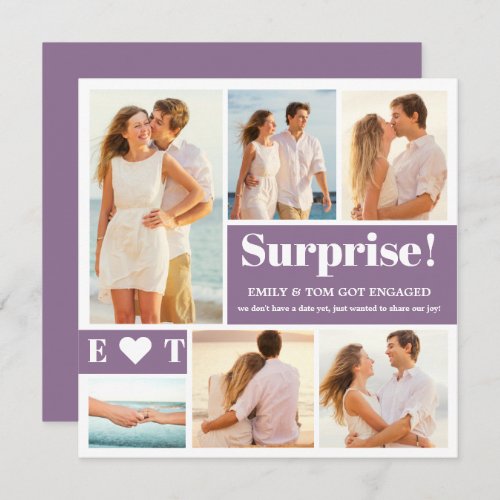 6 Photo Dusty Purple Engagement Announcement