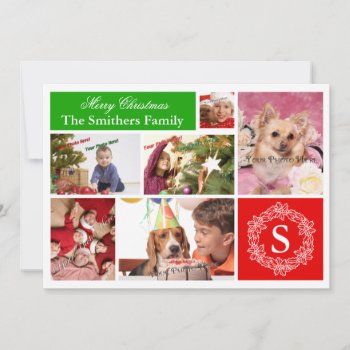 6 Photo Family Christmas Card by xmasstore at Zazzle