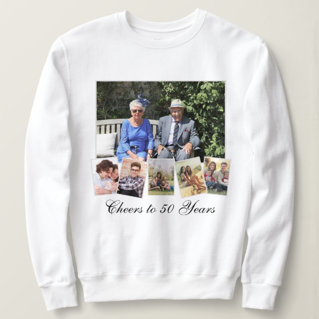 6 Photo Family Collage Custom Text Sweatshirt (Design Front)