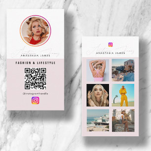 6 Photo Feed Grid Social Media QR Code Business Card