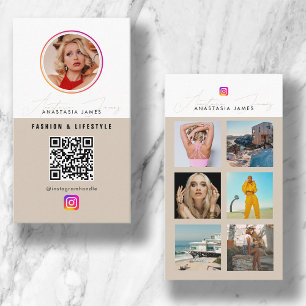 6 Photo Feed Grid Social Media QR Code Business Card