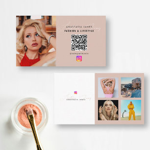 6 Photo Feed Grid Social Media QR Code Business  Card