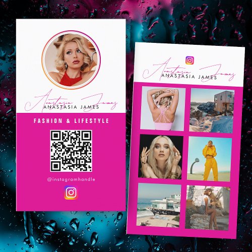 6 Photo Feed Grid Social Media QR Code  Business Card