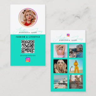 6 Photo Feed Grid Social Media QR Code Business Card