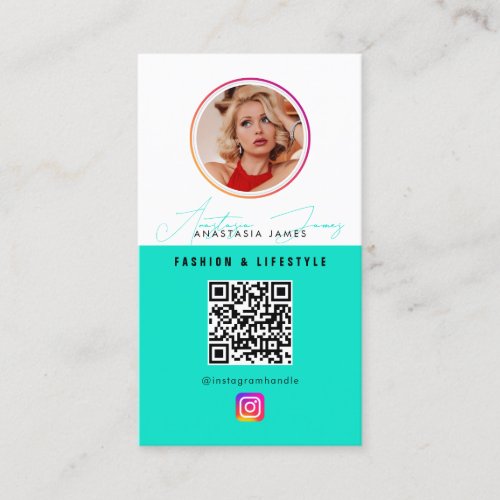 6 Photo Feed Grid Social Media QR Code  Business Card