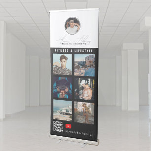 6 Photo Feed Grid Vlogger Channel QR Code Male Retractable Banner