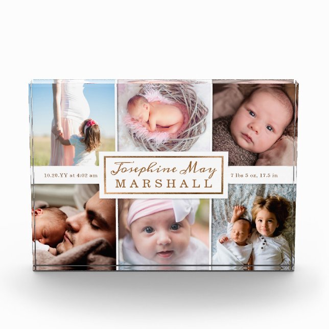 6 Photo Frame Collage Newborn Baby Block (Front)
