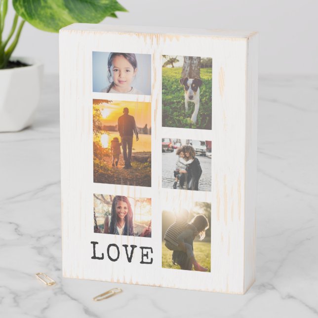 6 Photo Frame Collage Wooden Box Sign (In Situ Vertical)