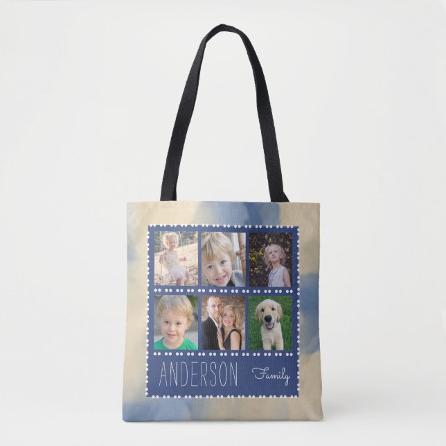 6 Photo Frames Family Collage Personalized Tote Bag (Front)