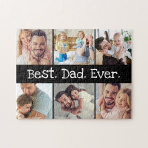 6 Photo Fun Best Dad Ever Collage Black and White Jigsaw Puzzle
