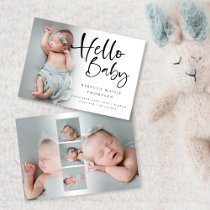 6 Photo Girl Boy Script Hello Baby Birth Announcement