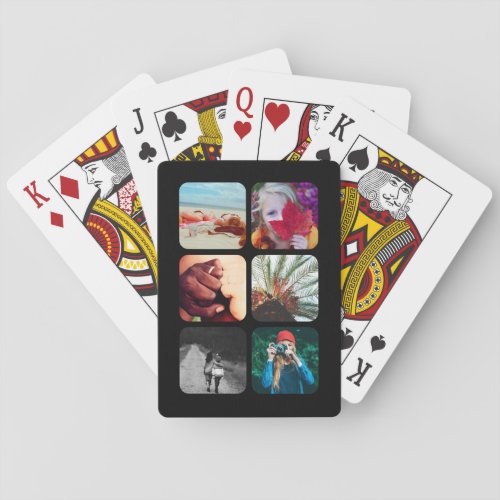 6 Photo Grid Template Rounded Frame Playing Cards