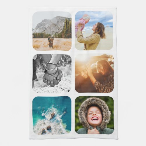 6 Photo Kitchen Towel Template Grid Rounded Frame