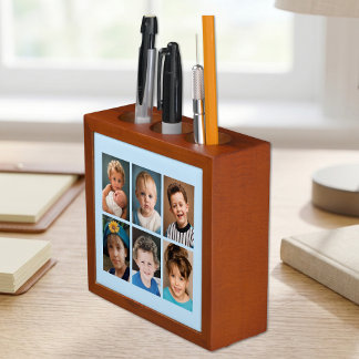 6 photo love you grandad blue desk organizer