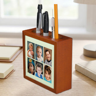 6 photo love you grandad green desk organizer