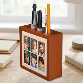 6 photo love you grandad orange desk organizer