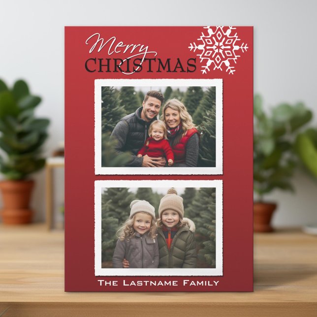 6 photo - Merry Christmas - Family Letter Holiday Card (Unique Photo Card)