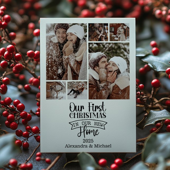 6 Photo Minimalist Christmas First Home Holiday Card (Creator Uploaded)