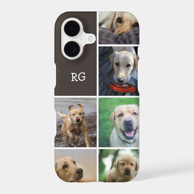 6 Photo Modern Personalized Monogram Case-Mate iPhone Case (Back)