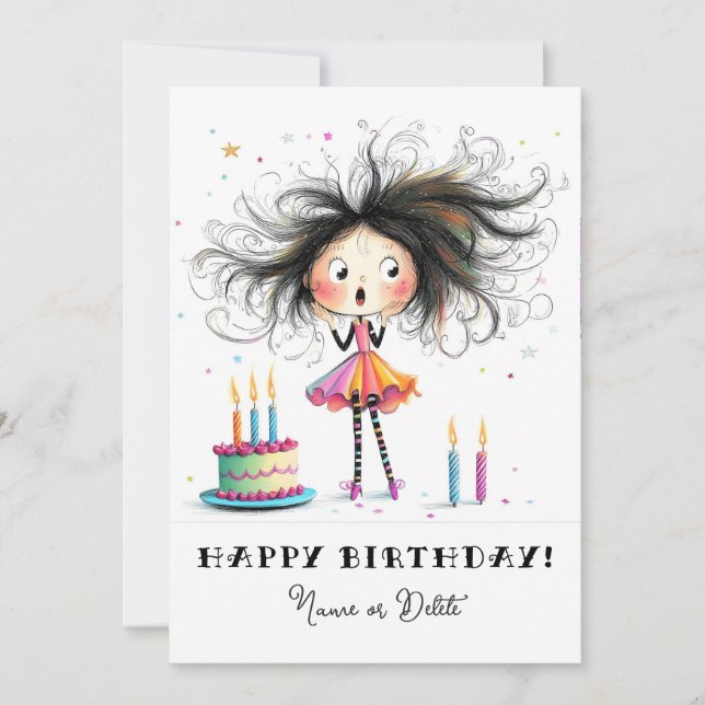 * 6 PHOTO NAME Birthday Card Personalize Whimsical (Front)