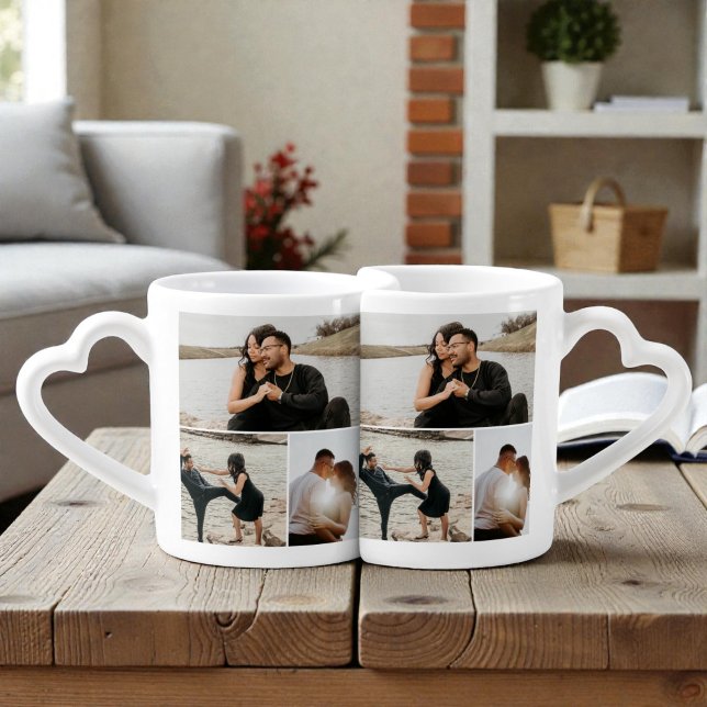 6 Photo Personalized  Coffee Mug Set (6 Photo Personalized Coffee Mug Set by Ricaso. Perfect gift idea for couples / newly weds)