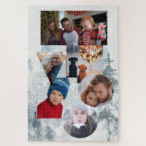 6 Photo Snow Mountain Winter Family Collage Jigsaw Puzzle