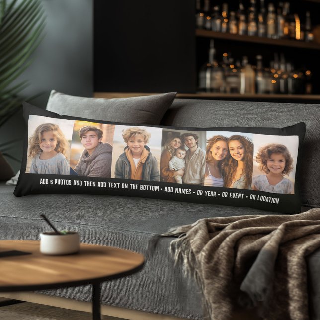 6 Photo Template Modern Minimal Text Over Photo Body Pillow (Body Pillow with Photo Collage)