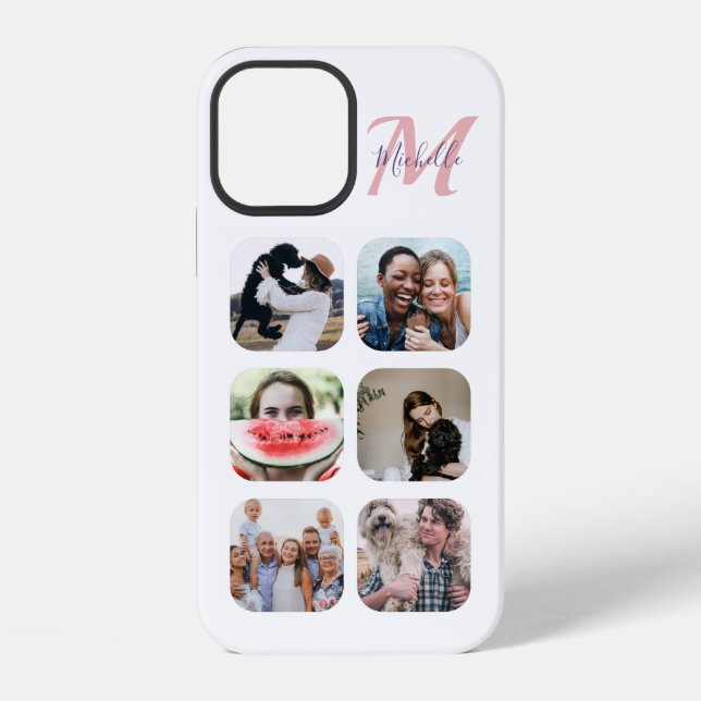 6 Photo Template Monogram  Iphone Case (Back)