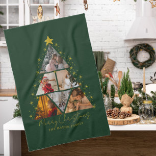 6 Photo Tree Shape Christmas Card Kitchen Towel
