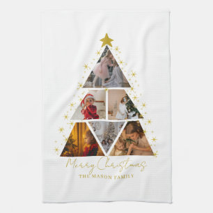6 Photo Tree Shape Christmas Card Kitchen Towel