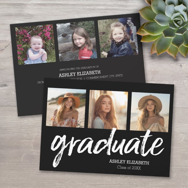 6 Photo Trendy Graduation Announcement (Custom Graduation Announcement)
