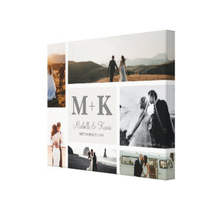 6 Photo Wedding Collage Newlyweds Keepsake Canvas Print
