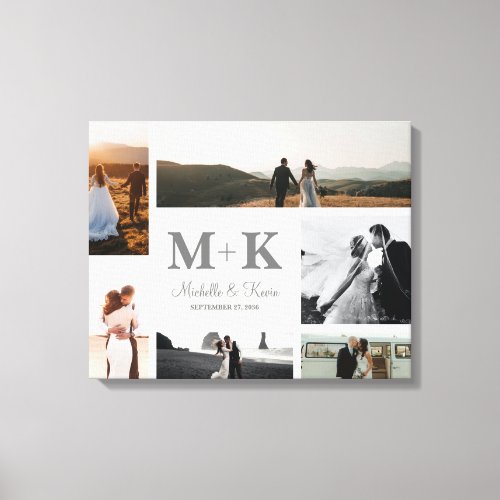 6 Photo Wedding Collage Newlyweds Keepsake Canvas Print