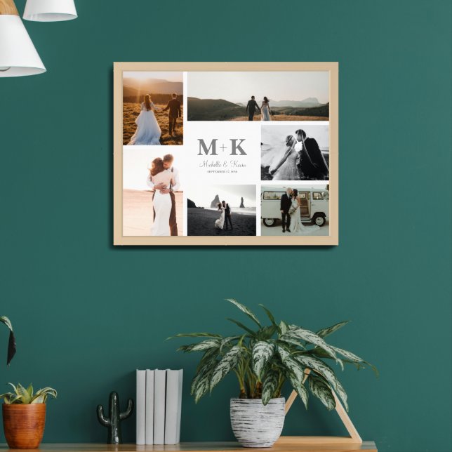 6 Photo Wedding Collage Newlyweds Keepsake Framed Art (Living Room 2)