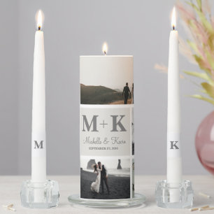 6 Photo Wedding Collage Newlyweds Keepsake Unity Candle Set