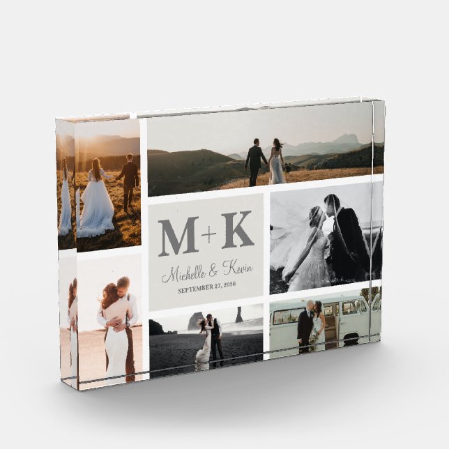 6 Photo Wedding Collage Newlyweds Photo Block (Left)