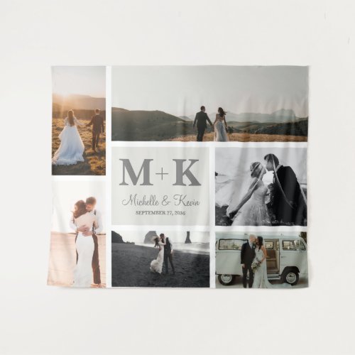 6 Photo Wedding Collage Newlyweds