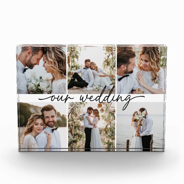 6 Photo Wedding Keepsake Modern  Acrylic Award (Front)