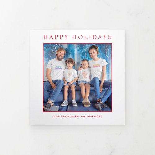 6 Photo Year In Review Festive Newsletter Square T Tri_Fold Holiday Card