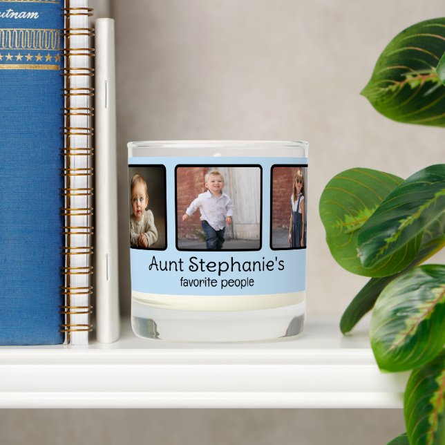 6 Photograph Favorite People Blue Template Scented Candle (Shelf)