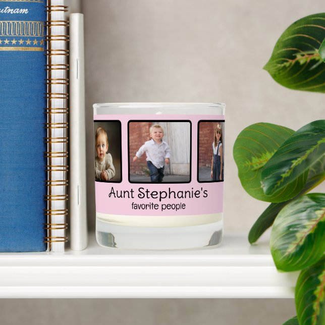6 Photograph Favorite People Pink Template Scented Candle (Shelf)