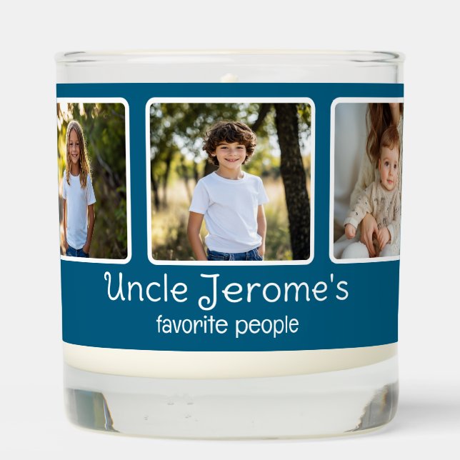 6 Photograph Favorite Teal Blue Template Scented Candle (Back)