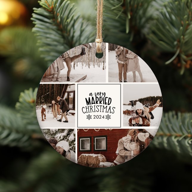 6 Photos A Very Married Christmas Ceramic Ornament (Creator Uploaded)