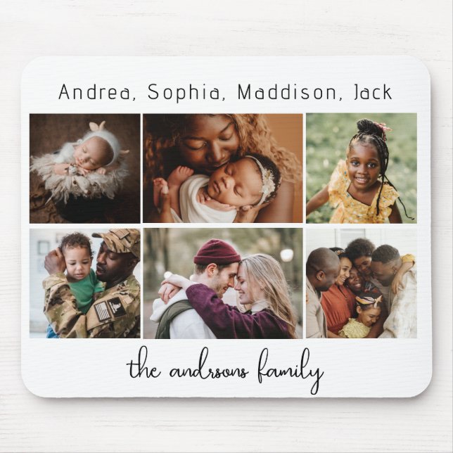 6 Photos and family names  Mouse Pad (Front)