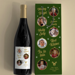 6 Photos Christmas Bubbles Green Family Wine Gift Bag