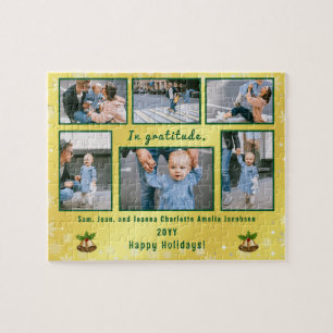 6 Photos Collage Gratitude Winter Holidays Golden  Jigsaw Puzzle