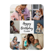 6 Photos Collage Personalized Script Birthday